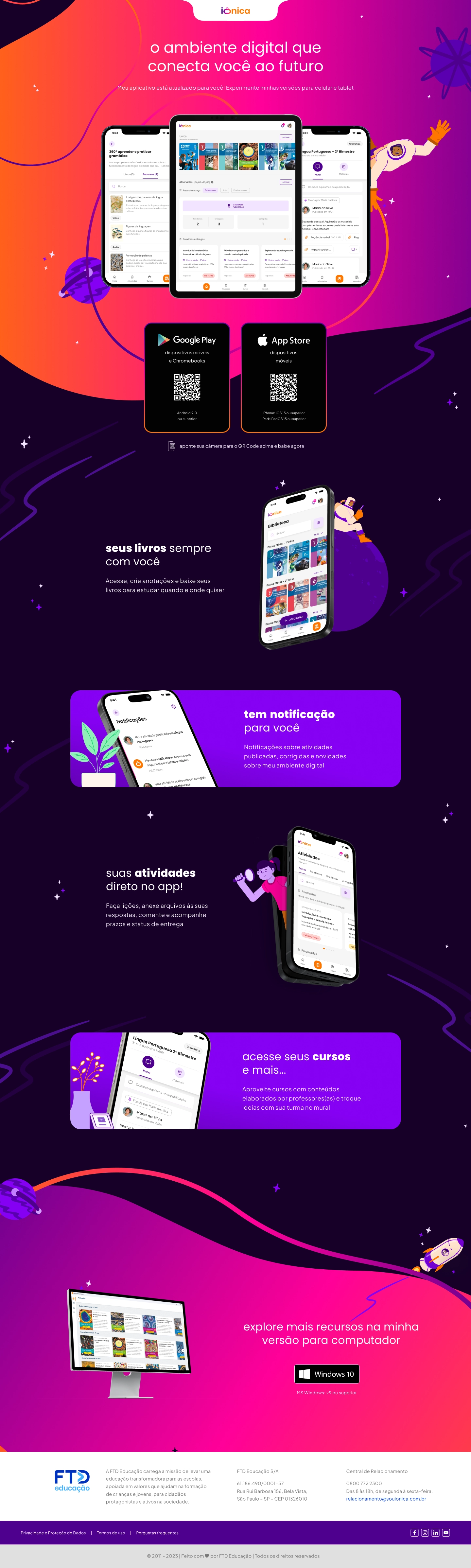 Landing page do aplicativo iônica